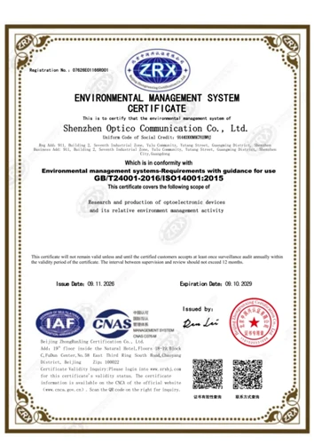 OPTICO Achieves ISO 14001:2015 Certification