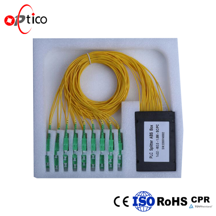Optical Splitter, 1X32 ABS Box Fiber Optic PLC Splitter with Sc/APC Connector 1m