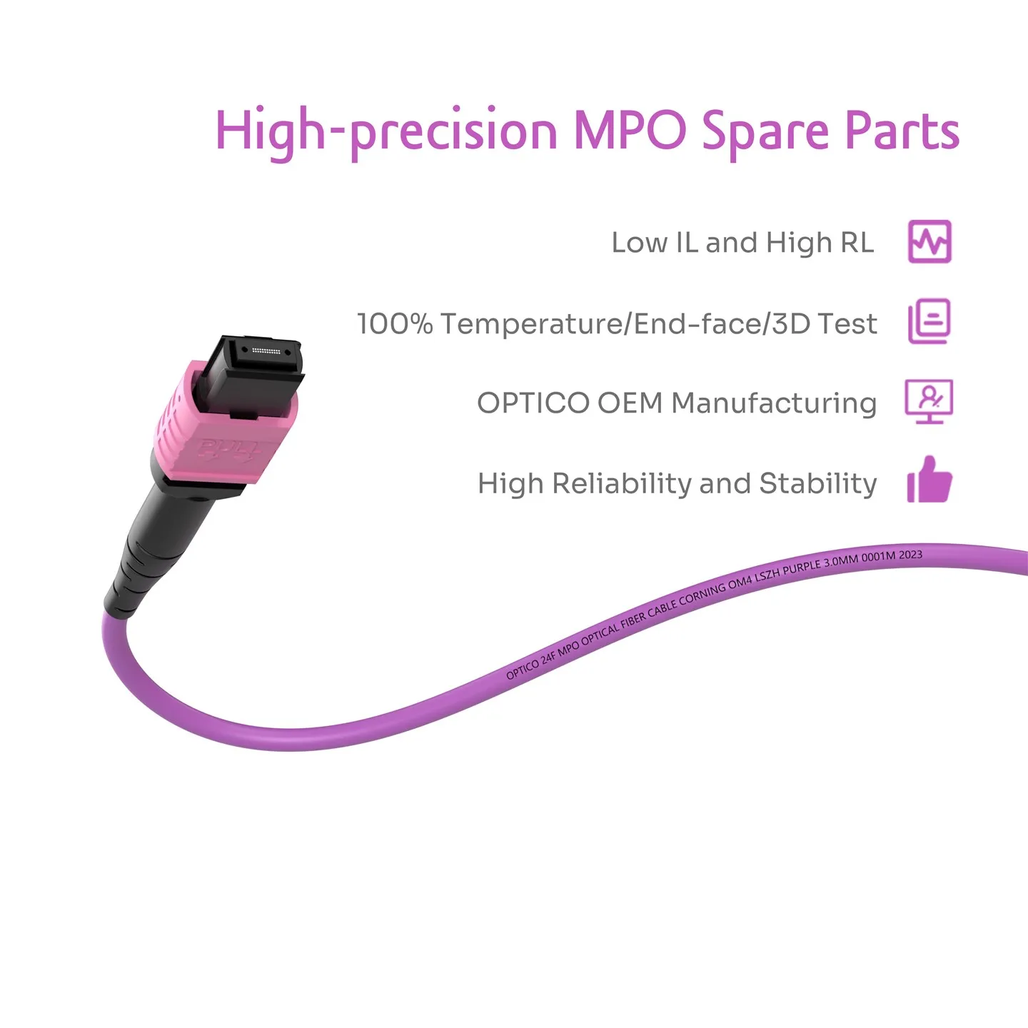 24F MTP MPO Y Trunk Cable OM4 Purple