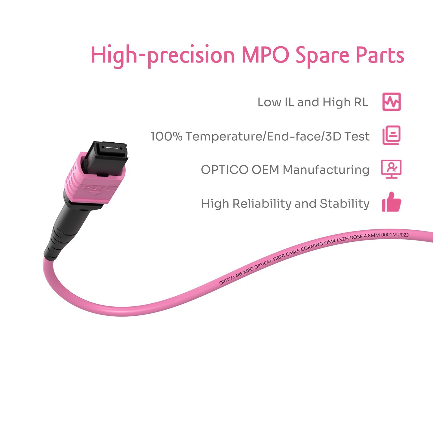 48F 4x12F MTP MPO-4x12F MTP MPO Patchcord OM4 Rose