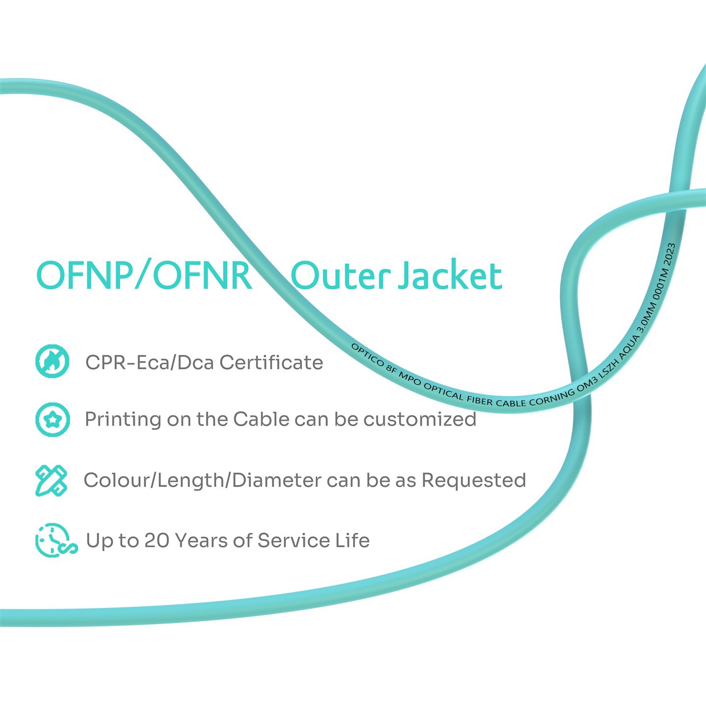8F MPO-MPO Female Trunk Cable OM3 8F MPO-MPO Female Trunk Cable OM3