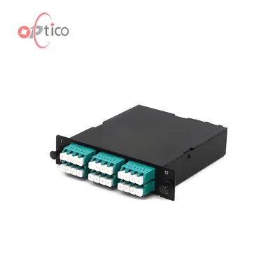 24F 2×12F MPO-6LC MPO Cassette, OM4, Quad LC